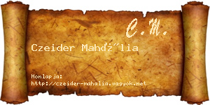 Czeider Mahália névjegykártya